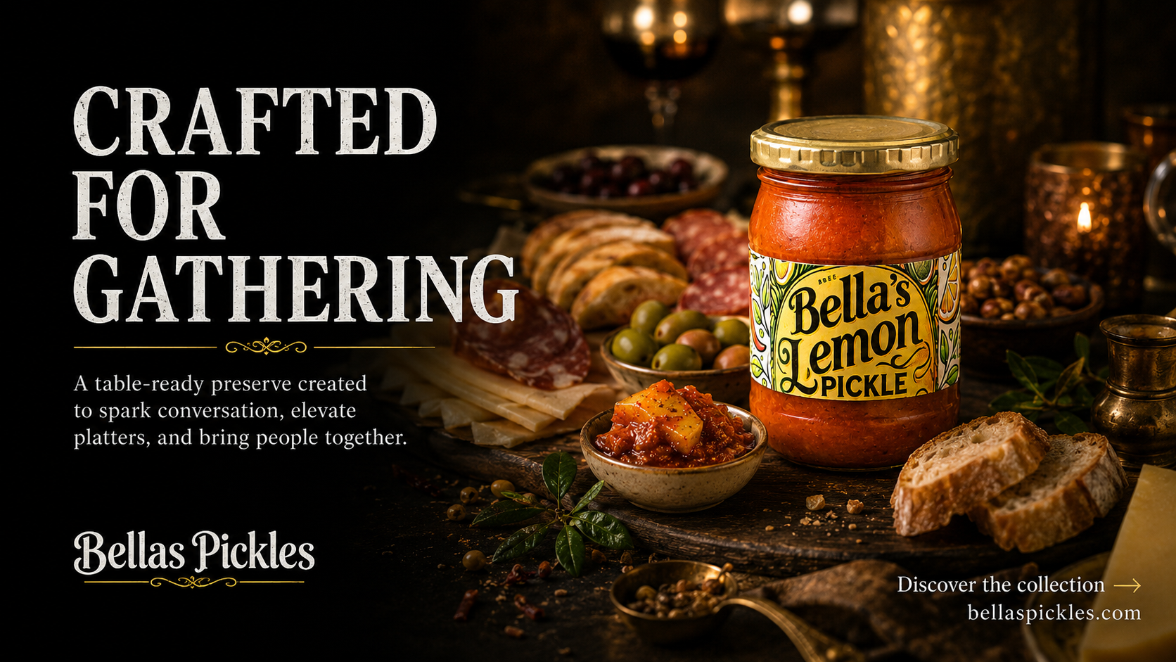 Crafted for gathering Bella's Lemon Pickle artwork with a table-ready preserve